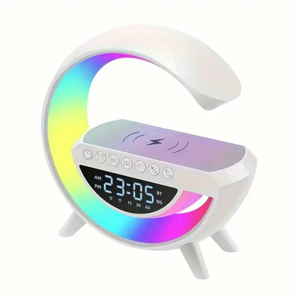 BT-3401 Multi-Functional LED Clock Speaker Lamp | G-Shaped Wireless Charging Speaker with Night Light, Bluetooth & Alarm