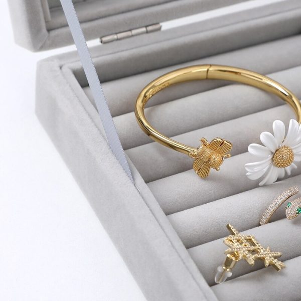 Mistico Velvet Jewelry Organizer Box with Glass Cover – Ring, Earring & Bracelet Display Case