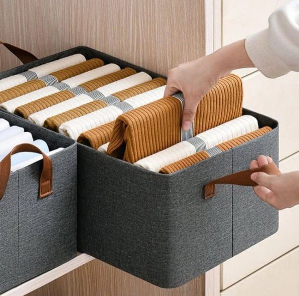 Foldable Cloth Organizer Box with Handles – Large Capacity Wardrobe Clothes Storage Basket