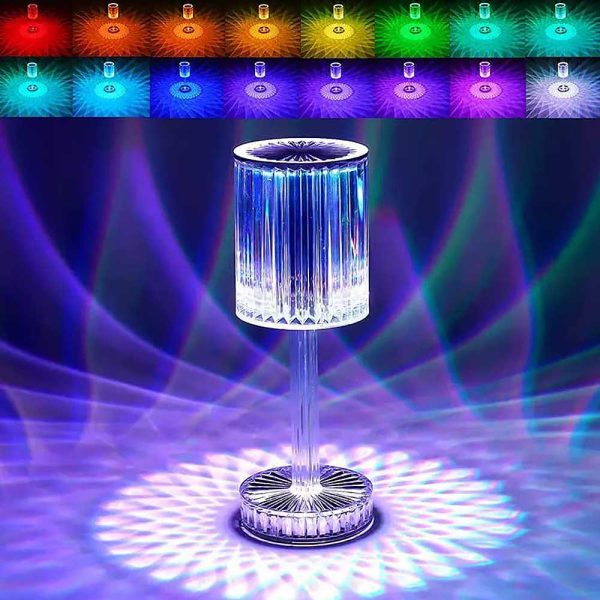 Rgb Crystal Touch Table Lamp, Led Night Light Bedside Lamp