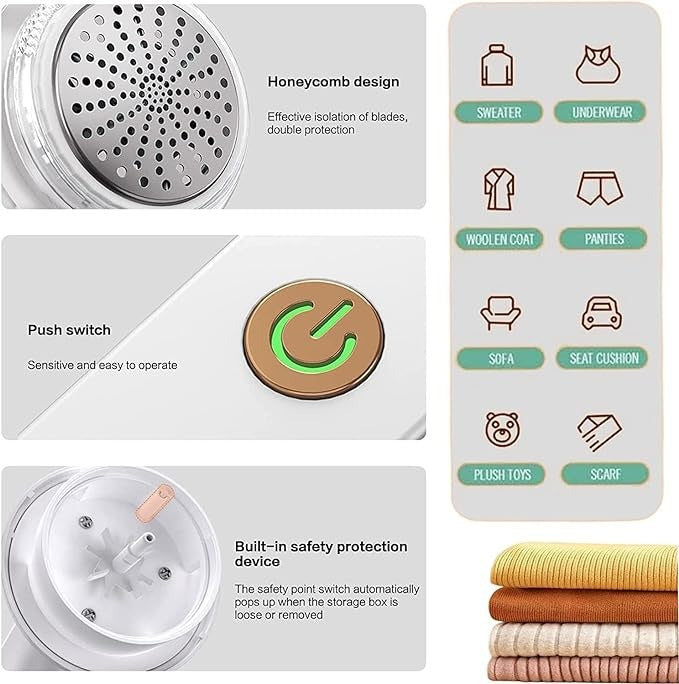 Rechargeable Electric Lint Remover – Powerful Fabric Shaver for Sweaters, Coats & Wool | Anti-Pilling Fuzz Cleaner for Clothes